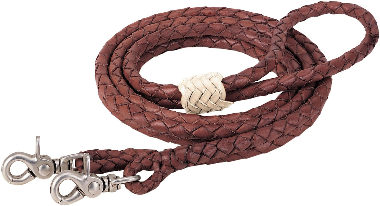 Round Braided Latigo Roper Rein, 3/8' X 8' - Jeffers - Horse Supplies > Horse Tack > Reins