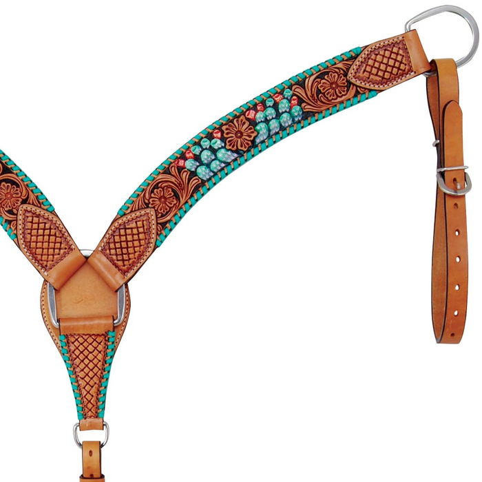 Rafter T Painted Cactus Breast Collar, Horse