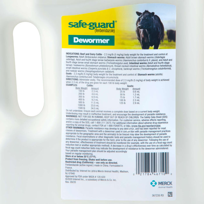 Safe - Guard 10% Suspension Cattle and Goat Dewormer - Jeffers - Animal Health & Wellness > Medicine