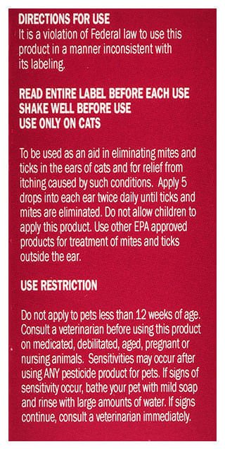 Sentry Earmite Free Ear Miticide for Cats - Jeffers - Animal Health & Wellness > Ear Care