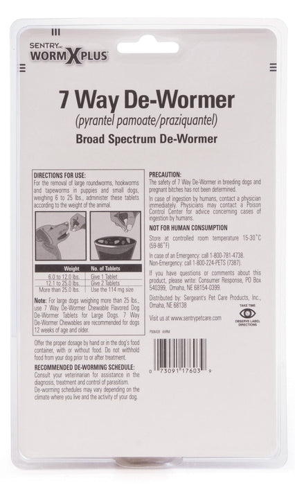 Sentry HC WormX Plus 7 - Way Dog Dewormer - Jeffers - Animal Health & Wellness > Medicine