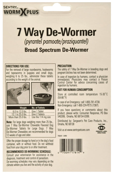 Sentry HC WormX Plus 7 - Way Dog Dewormer - Jeffers - Animal Health & Wellness > Medicine