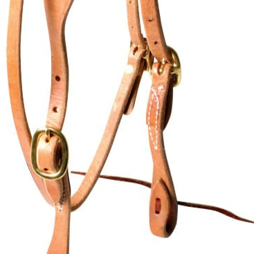 Berlin Leather Hermann Oak Shaped Ear Headstall with Throat Latch