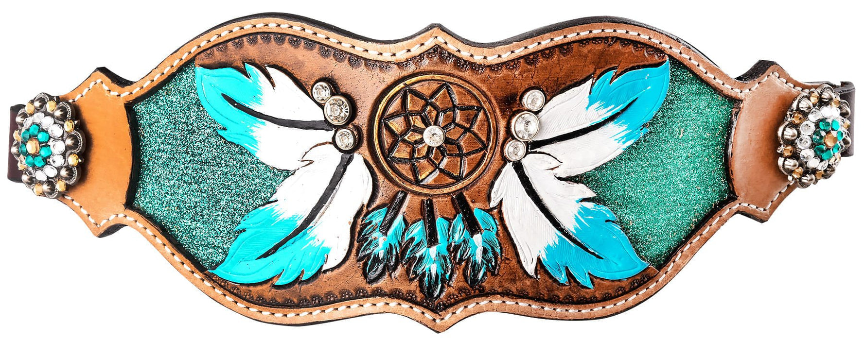 Showman Bronc Halter with Teal Dreamcatcher Design - Jeffers - Horse Supplies > Horse Tack > Horse Halters