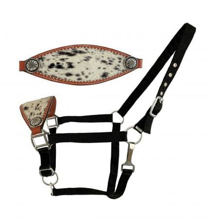 Showman Cowhide Bronc Halter - Jeffers - Horse Supplies > Horse Tack > Horse Halters