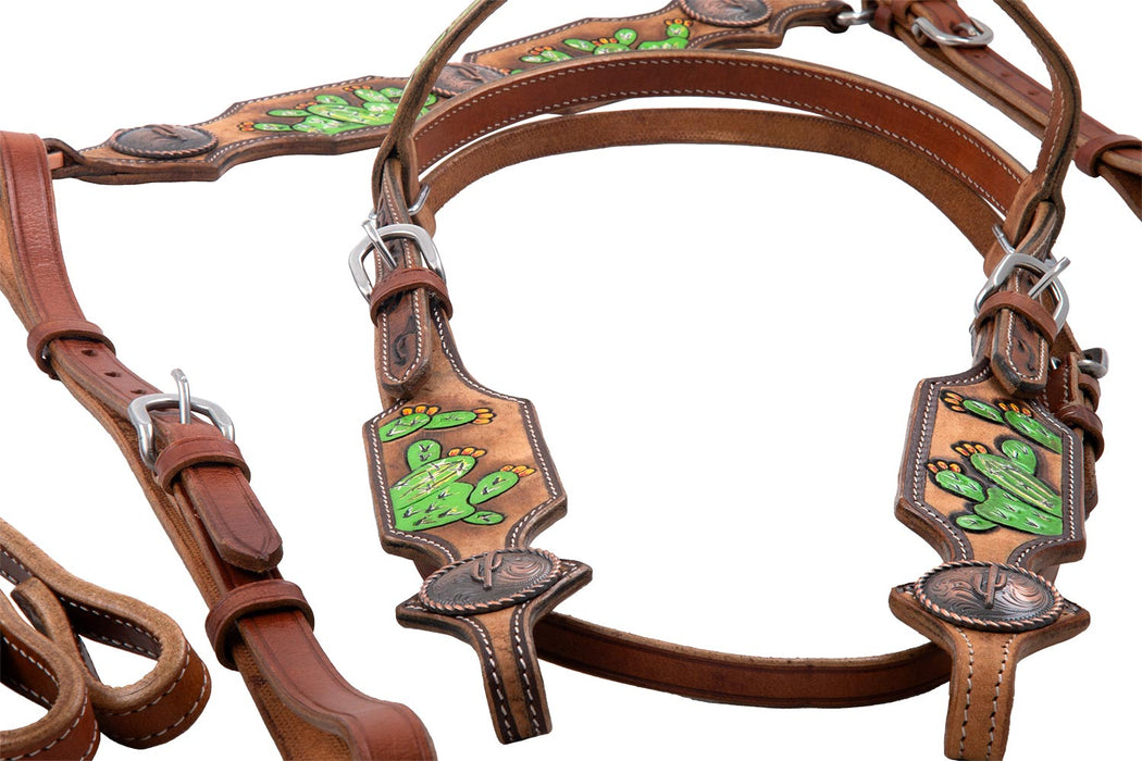 Showman Hand Painted Cactus Tack Set - Jeffers - Horse Supplies > Horse Tack > Bridles & Headstalls