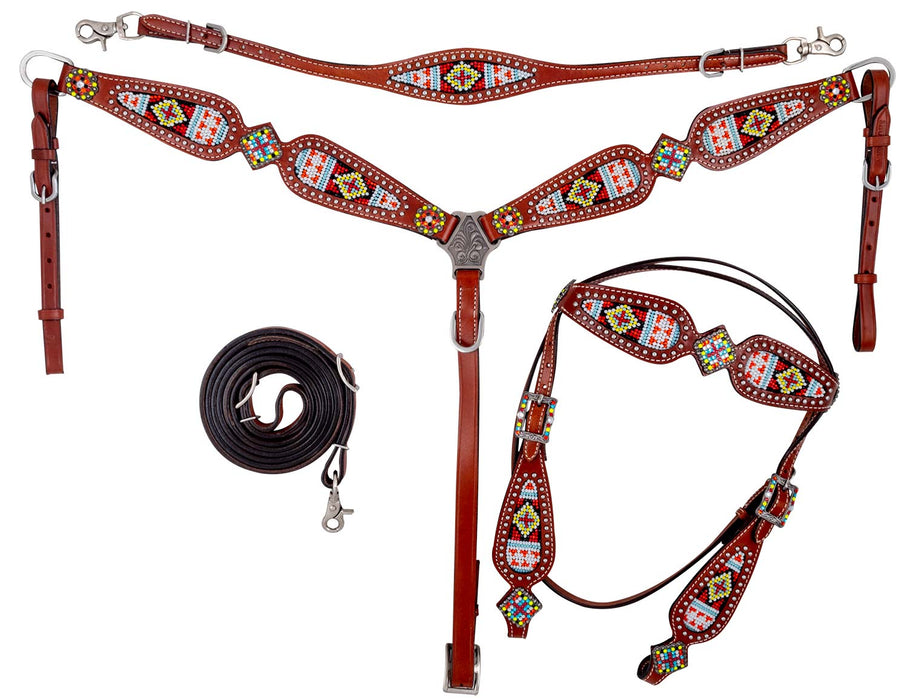 Showman Multi Colored Aztec Tack Set - Jeffers - Horse Supplies > Horse Tack > Bridles & Headstalls