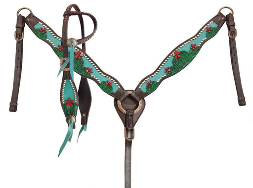 Showman Painted Cactus & 3D Flower Tack Set - Jeffers - Horse Supplies > Horse Tack > Tack Sets