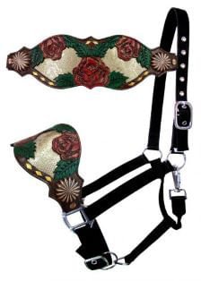 Showman Painted Rose Bronc Halter - Jeffers - Horse Supplies > Horse Tack > Horse Halters