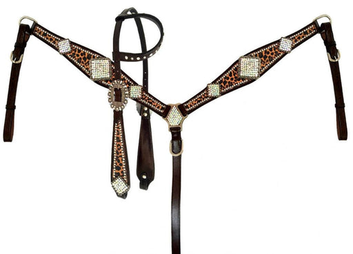 Showman Rhinestone Concho & Cheetah Tack Set - Jeffers - Horse Supplies > Horse Tack > Tack Sets