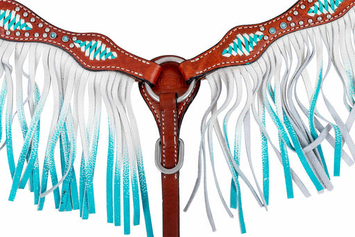 Showman Turquoise & White Leather Laced Tack Set - Jeffers - Horse Supplies > Horse Tack > Tack Sets