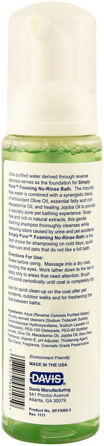 Simply Pure Foaming No - Rinse Bath - Jeffers - Animal & Pet Supplies > Pet Grooming > Pet Shampoo & Conditioner