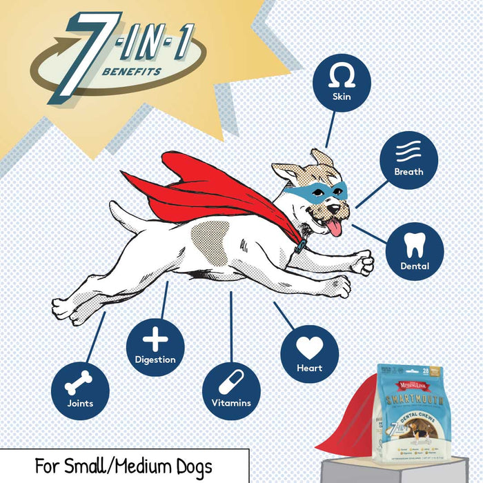 Smartmouth 7 - in - 1 Dental Chews for Dogs, S/M, 28 ct - Jeffers - Dog Supplies > Dog Treats > Chews