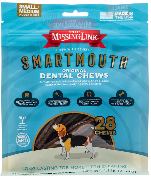 Smartmouth 7 - in - 1 Dental Chews for Dogs, S/M, 28 ct - Jeffers - Dog Supplies > Dog Treats > Chews