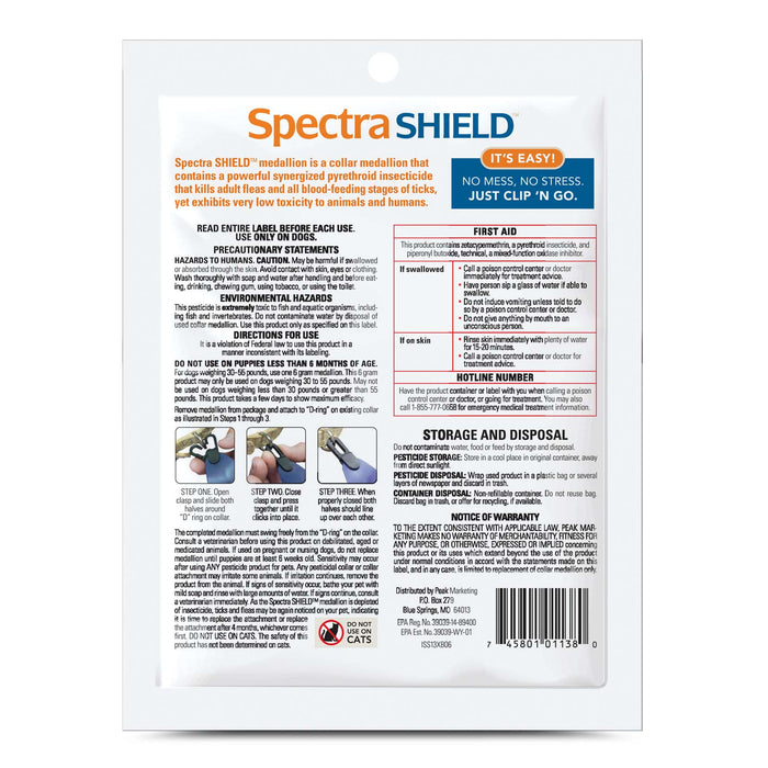 Spectra Shield Collar Medallion for Dogs - Jeffers - Animal Health & Wellness > Flea & Tick Control