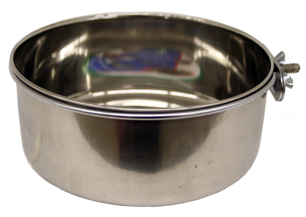 Stainless Steel Coop Cup Bowl with Clamp Holder, 30 oz - Jeffers - Animal & Pet Supplies > Pet Bowls, Feeders & Waterers