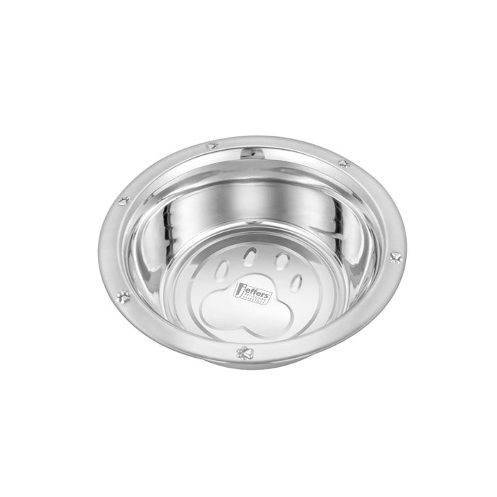 Stainless Steel Embossed Wide - Lip Bowls - Jeffers - Animal & Pet Supplies > Pet Bowls, Feeders & Waterers