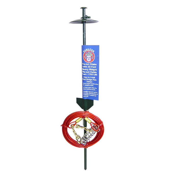 Tie - Out Stake with Cable and Spring, 24' - Jeffers - Animal & Pet Supplies > Pet Containment Systems