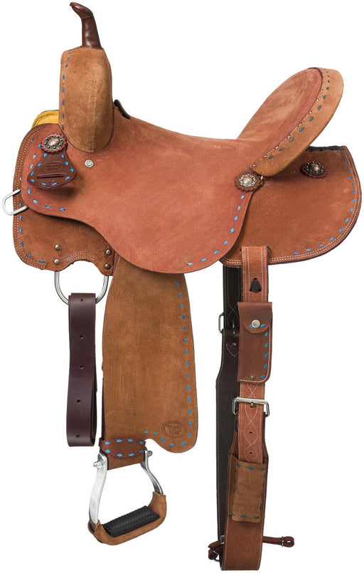 Tough1 Medina Buckstitch Roughout Barrel Saddle - Jeffers - Horse Supplies > Horse Tack > Saddles