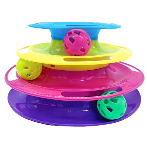 Triple Level Cat Toy Tower with Jingle Balls - Jeffers - Cat Supplies > Cat Toys