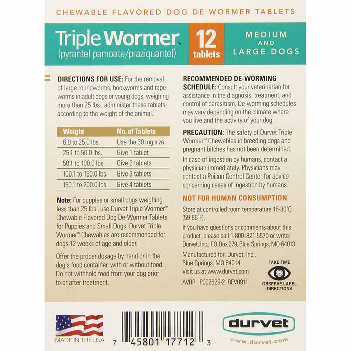 Triple Wormer for Dogs, 12 ct - Jeffers - Animal Health & Wellness > Medicine