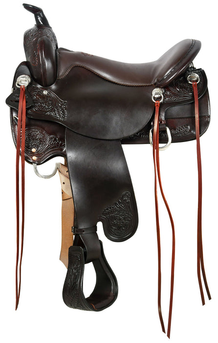 Tucker Custom Meadow Creek Trail Saddle, Wide, Brown - Jeffers - Horse Supplies > Horse Tack > Saddles