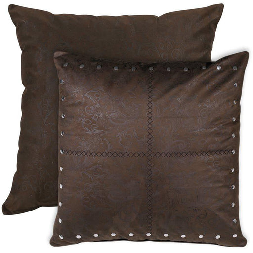 Tucson Chocolate Studded Reversible Faux Leather Euro Sham - Jeffers - Home Goods & Gifts > Blankets, Throws