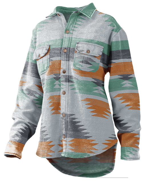 Turnrows Women's Aztec Reversed Fleece Shacket - Jeffers - Women > Women's Clothing > Women's Jackets & Outerwear