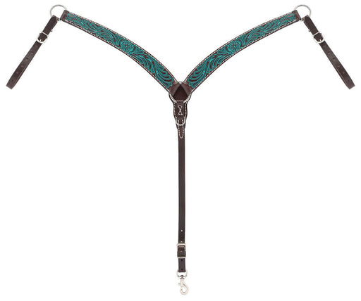 Turquoise Cross Carved Flower Breast Collar - Jeffers - Horse Supplies > Horse Tack > Breast Collars