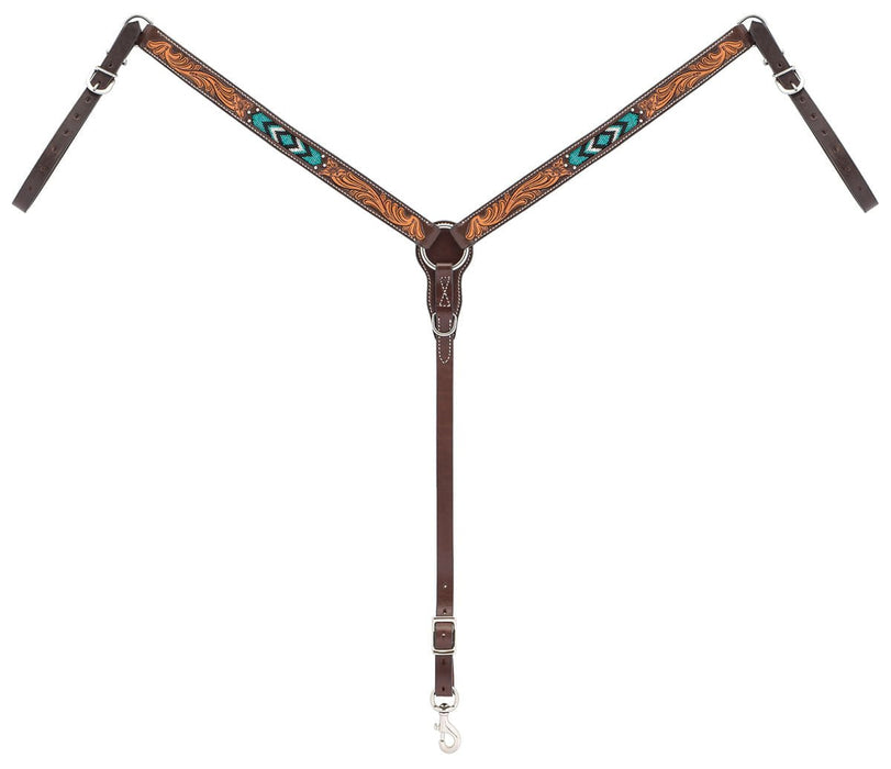 Turquoise Cross Two Toned Breast Collar - Jeffers - Horse Supplies > Horse Tack > Breast Collars