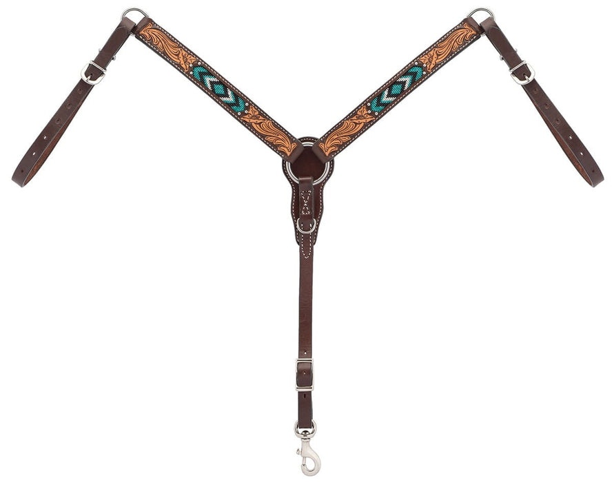 Turquoise Cross Two Toned Pony Breast Collar - Jeffers - Horse Supplies > Horse Tack > Breast Collars