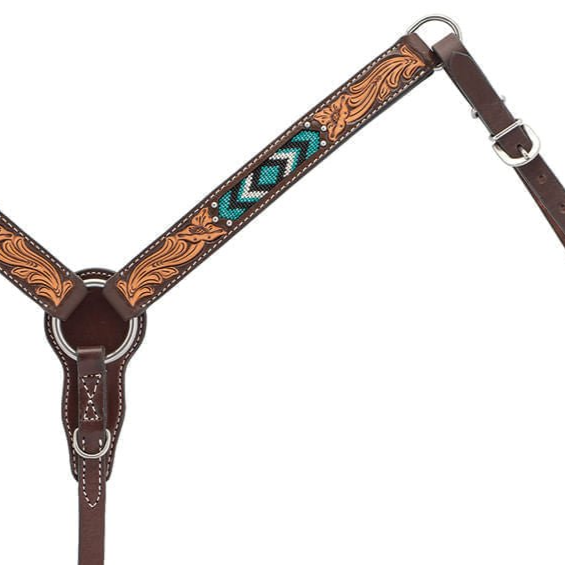 Weaver Turquoise Cross Two Toned Pony Breast Collar