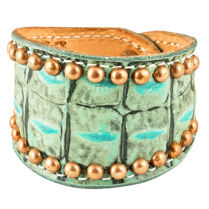 Turquoise Gator Cuff with Brass Spots - Jeffers - Horse Supplies > Riding Apparel & Accessories