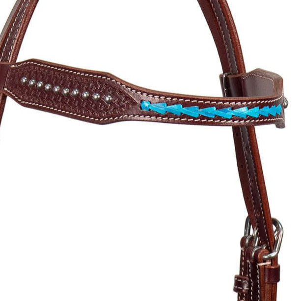 Buffalo Leather Turquoise Laced Browband Headstall