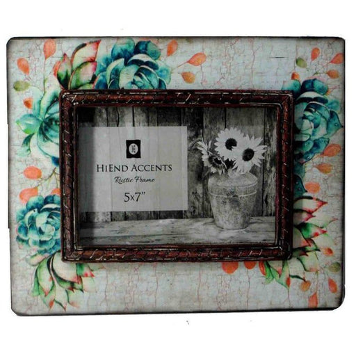 Turquoise & Peach Floral Wooden Picture Frame, 5' x 7' - Jeffers - Home Goods & Gifts > Home Decor and Candles for Home Improvement