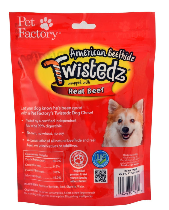 Twistedz 5' Beefhide Twist Sticks Wrapped with Real Meat, 20 - pk - Jeffers - Dog Supplies > Dog Treats