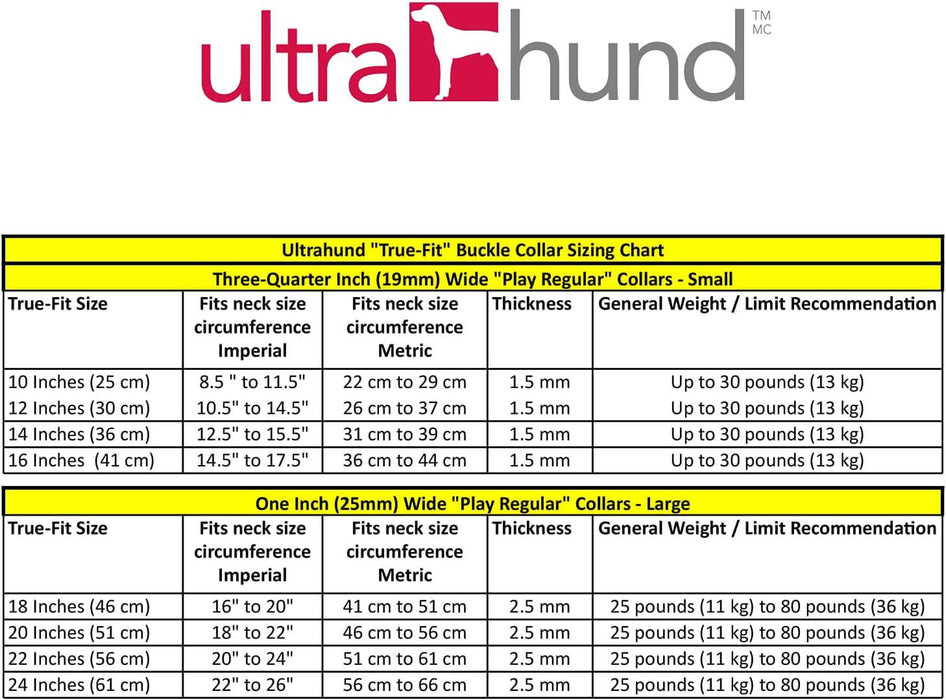 Ultrahund Play Adjustable Dog Collar 1' Wide, Large, Fits 16' – 22' - Jeffers - Dog Supplies > Dog Apparel > Dog Collars, Harnesses, & Leashes