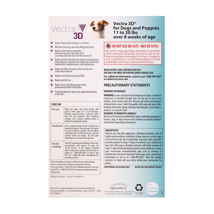 Vectra 3D Flea & Tick Spot Treatment for Dogs - Jeffers - Animal Health & Wellness > Flea & Tick Control