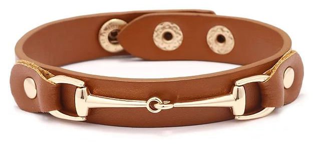 Vegan Leather Bracelet with Gold Tone Snaffle Bit - Jeffers - Women > Accessories, Jewelry, Handbags