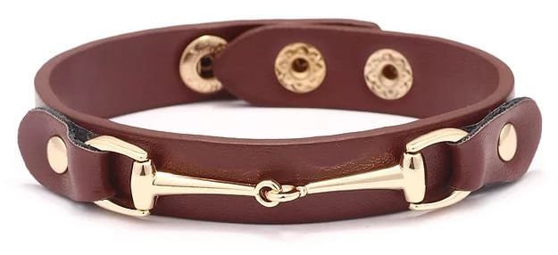 Vegan Leather Bracelet with Gold Tone Snaffle Bit - Jeffers - Women > Accessories, Jewelry, Handbags