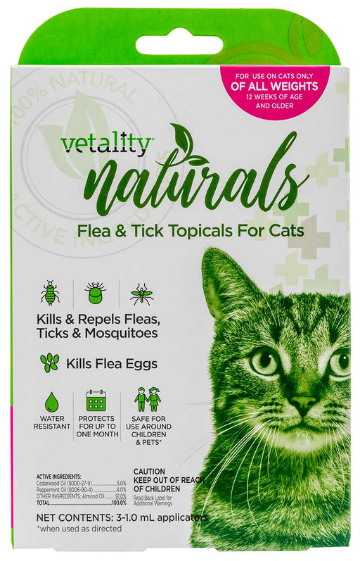 Vetality Naturals Flea & Tick Topicals for Cats, 3 - pk - Jeffers - Animal Health & Wellness > Flea & Tick Control