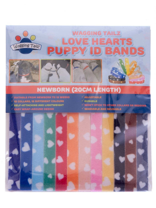 Wagging Tailz Love Hearts Puppy Id Bands, 12 - pack - Jeffers - Dog Supplies > Dog Apparel > Dog Collars, Harnesses, & Leashes