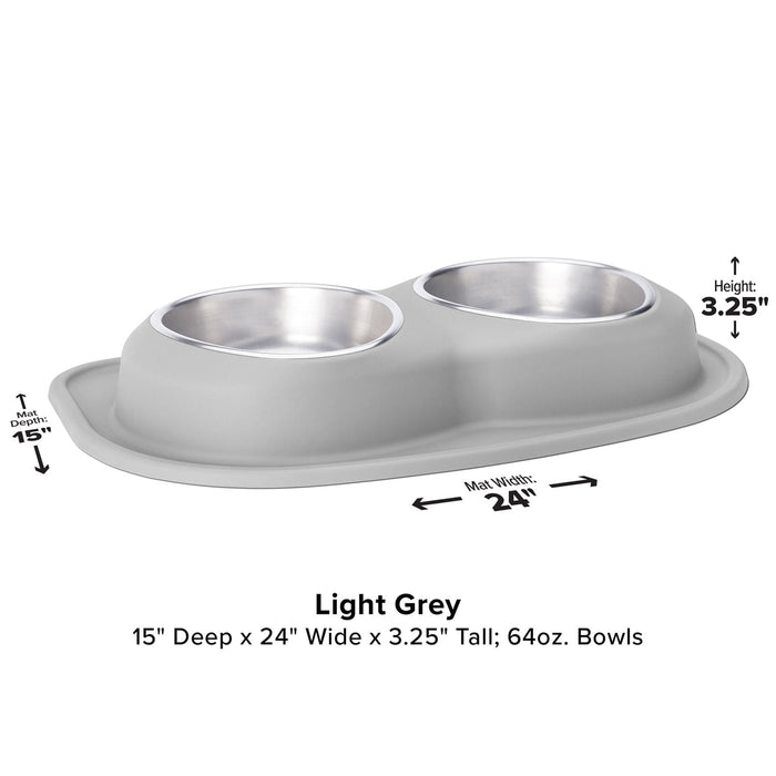 WeatherTech Double Low Pet Feeding System, Stainless Steel - Jeffers - Animal & Pet Supplies > Pet Bowls, Feeders & Waterers