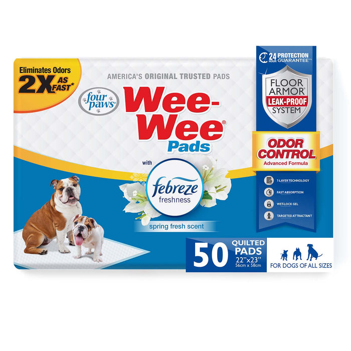 Wee - Wee Odor Control Dog Training Pads with Febreze Freshness - Jeffers - Animal & Pet Supplies > Pet Training Aids