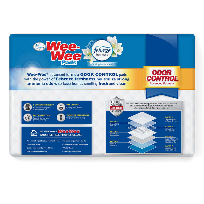 Wee - Wee Odor Control Dog Training Pads with Febreze Freshness - Jeffers - Animal & Pet Supplies > Pet Training Aids