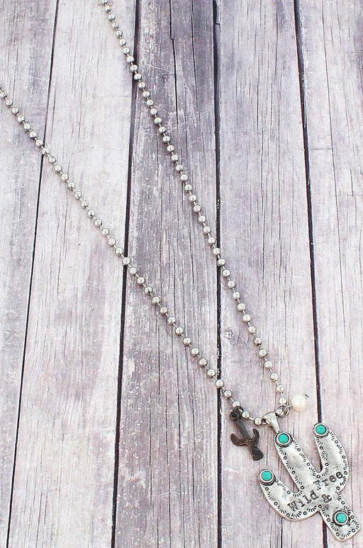 'Wild & Free' Cactus Necklace, Silver - Jeffers - Women > Accessories, Jewelry, Handbags