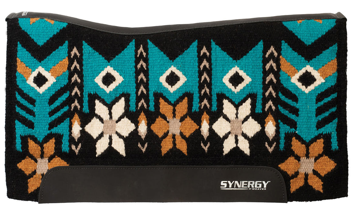 Synergy Contoured Performance Saddle Pad: Wildflower, 33 x 38 Color Black/Turquoise