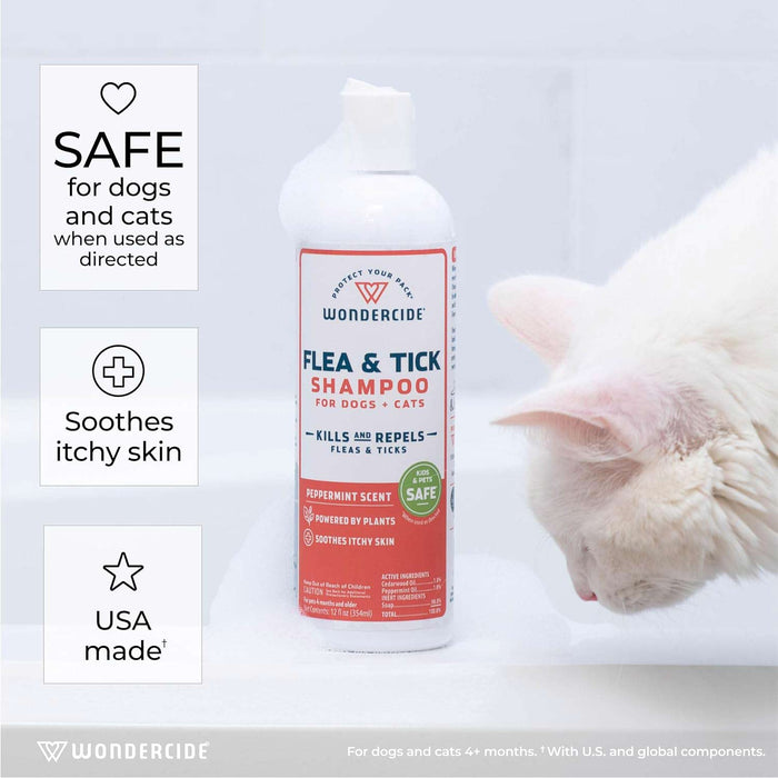 Wondercide Flea & Tick Shampoo for Dogs + Cats, 12 oz, Peppermint - Jeffers - Animal & Pet Supplies > Pet Grooming > Pet Shampoo & Conditioner