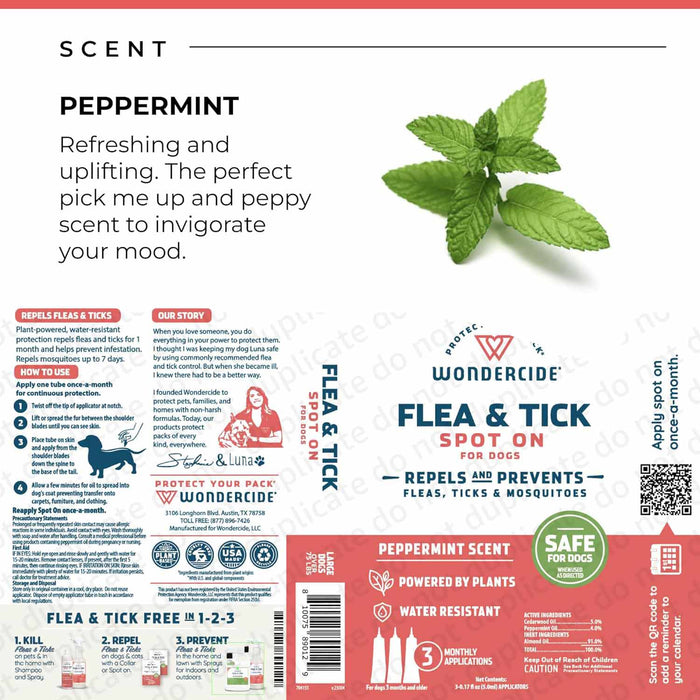 Wondercide Flea & Tick Spot On for Dogs, Peppermint - Jeffers - Animal Health & Wellness > Flea & Tick Control