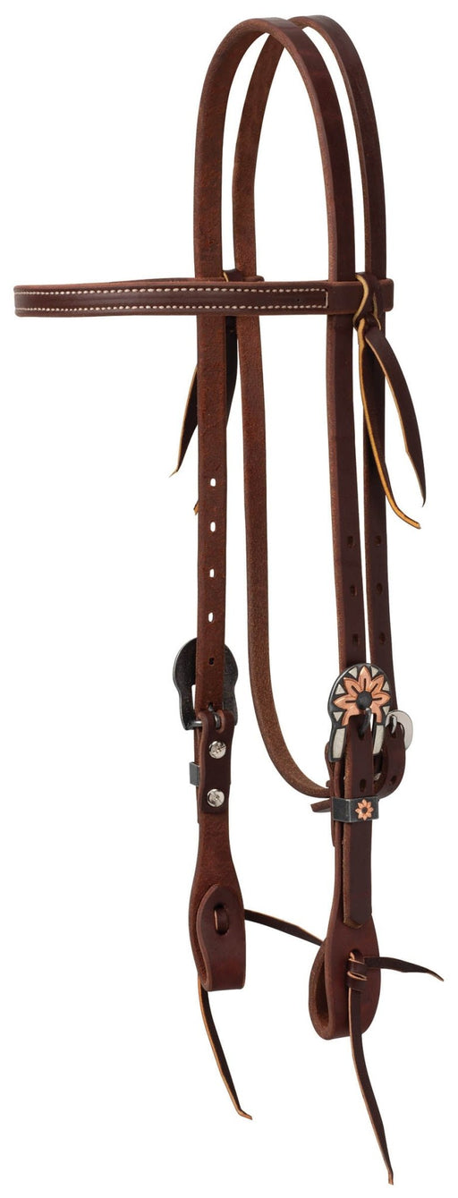 Working Tack Copper Flower Browband Headstall - Jeffers - Horse Supplies > Horse Tack > Bridles & Headstalls